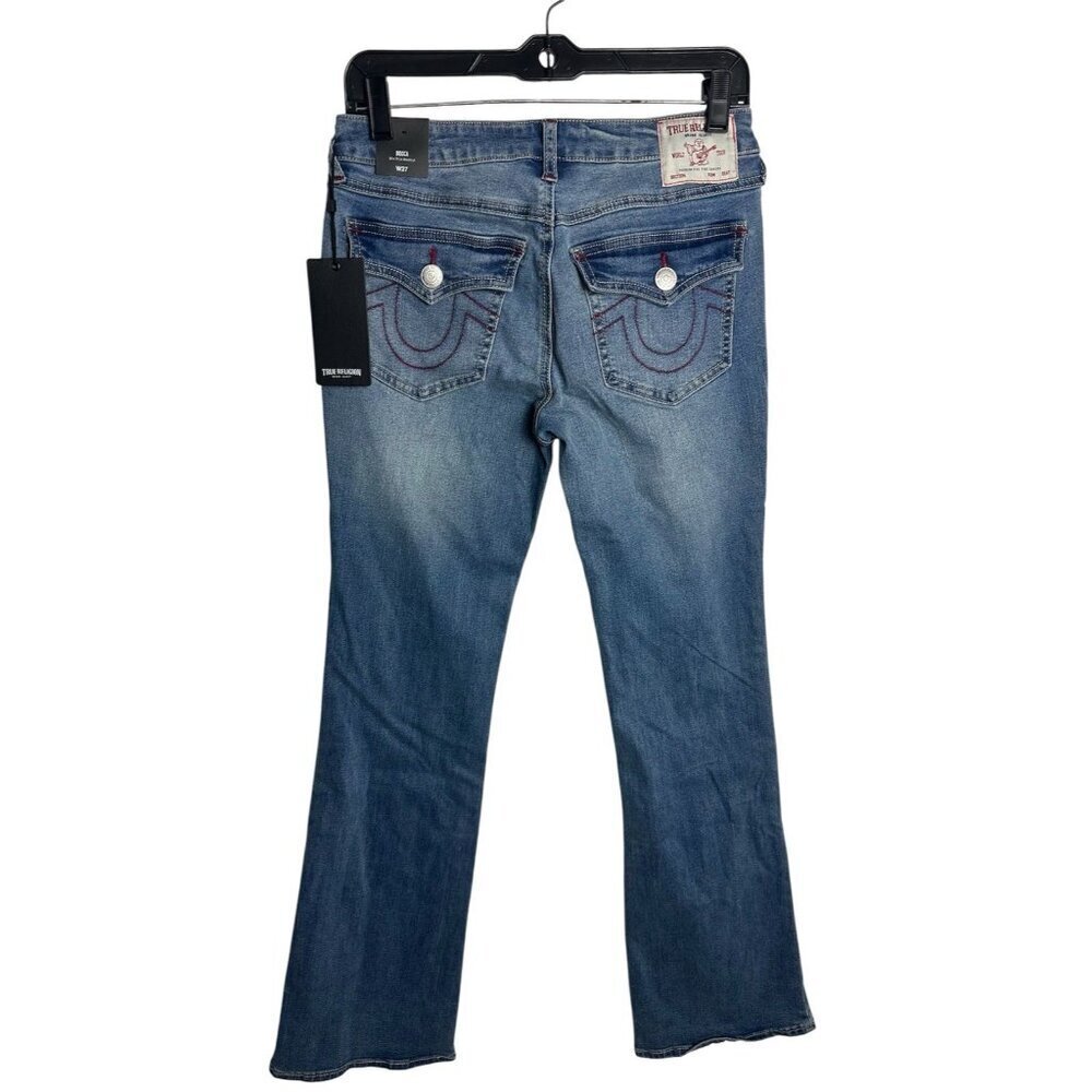True Religion Becca Mid Rise Bootcut Jeans Light Autumn Size 27 Flap Pockets New